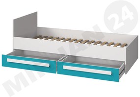 Jednolôžková posteľ 90cm Rowan RL11 (biela + tyrkysová). Vlastná spoľahlivá doprava až k Vám domov. 1122864