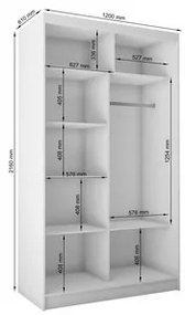 Kvalitná Šatníková Skriňa Tanna 120 cm Čierna/červená