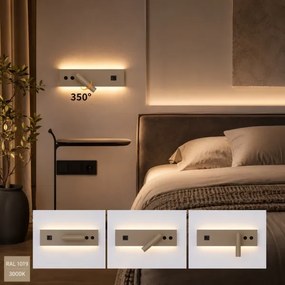 Brilagi-LED Nástenné bodové svietidlo s USB portom NOCTIS LED/3W/230V+LED/9W béžové