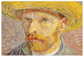 Obraz - Vincent van Gogh, Self-Portrait with a Straw Hat (The Potato Peeler), reprodukcia (90x60 cm)