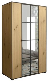 Skriňa Oslo I 120 Artisan/čierna/zrkadlo