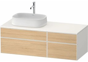 DURAVIT Zencha závesná skrinka pod umývadlo na dosku (umývadlo vľavo), 4 zásuvky, 1300 x 550 x 442 mm, dub prírodný/biela super matná, ZE4826030840000