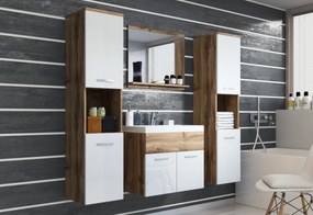 Kúpeľňová zostava BOTTON XL s umývadlom, biela/biela lesk