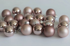 Ružové perleťové sklenené vianočné gule 5cm 12ks
