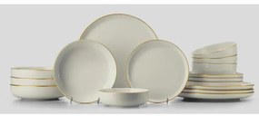 Jedálenská súprava 16 ks, biela/zlatá, porcelán