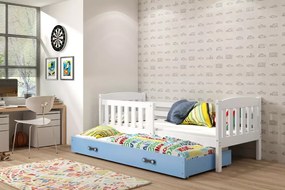 Interbeds Jednolôžková posteľ Kubus3 Biela pre teenagerov 190x90 s matracom, rozkladacia - modrá