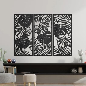 Trojdielny obraz na stenu s listom monstera| SENTOP PR0533