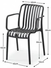 Plastová stolička TREGO s opierkami, antracitová