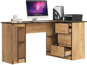 Rohový PC stolík Bevin  (dub craft) (P). Vlastná spoľahlivá doprava až k Vám domov. 1069882