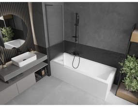 Mexen Next L, 1-krídlová vaňová zástena 50 x 150 cm, 6mm sklo s rebrovým vzorom, grafitový profil, 895-050-000-03-09-95