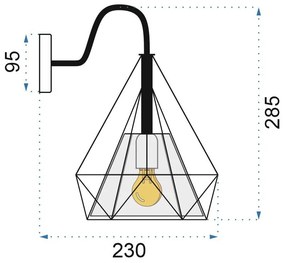 Toolight - nástenné kovové svietidlo BELLO 1xE27, čierna, OSW-06602