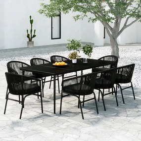 vidaXL 9-dielna záhradná jedálenská súprava čierna