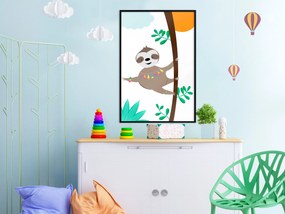 Artgeist Plagát - Happy Sloth [Poster] Veľkosť: 30x45, Verzia: Zlatý rám s passe-partout