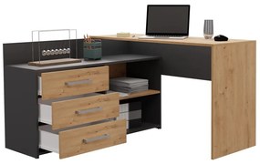 Rohový písací stôl ľavý + komoda DANY antracit/dub artisan