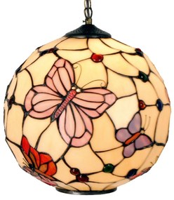 Závesná lampa Rosy Butterfly v štýle Tiffany