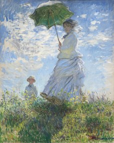 Claude Monet - Umelecká tlač Woman with a Parasol - Madame Monet and Her Son, (30 x 40 cm)