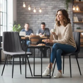 Jedálenská stolička LIVO zamatová, grafitová / čierne nohy