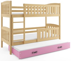 Interbeds Poschodová posteľ Kubus prírodná rozkladacia s matracom 190cm x 90cm - ružová