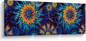 Obraz - 3D kvety (s hodinami) (90x30 cm)