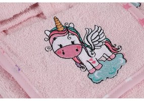 Ružový bavlnený detský župan a osuška v súprave 3 ks veľkosť 0-2 roky Unicorn – Foutastic