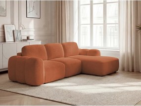 Oranžová rozkladacia/s úložným priestorom rohová pohovka z textílie buklé (pravý roh/s leňoškou) Montaigne – Bobochic Paris