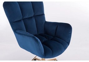 LuxuryForm DESIGN Kreslo AURORA VELUR na zlatom tanieri - modré