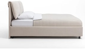 Béžová čalúnená dvojlôžková posteľ s úložným priestorom s matracom/s roštom 180x200 cm Myra Pillow – Bonami Selection