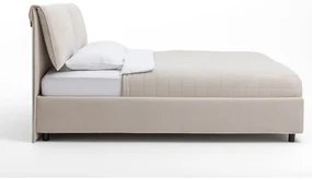Béžová čalúnená dvojlôžková posteľ s úložným priestorom s matracom/s roštom 180x200 cm Myra Pillow – Bonami Selection