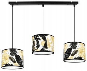 Závesné svietidlo Gold Flowers, 3x biele textilné tienidlo s kvetinovým vzorom, (výber z 2 farieb konštrukcie)