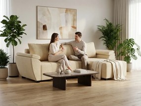 Rozkladacia obojstranná sedacia súprava do L LIVARO 251x140 cm, krémová