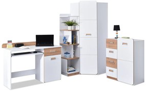 Kancelárska zostava TRACEY biela + prírodný dub