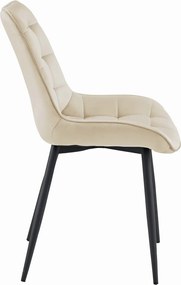 AKCIA Béžová zamatová stolička BERA s čiernymi nohami II. akosť