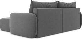 Sivá zamatová rozkladacia/s úložným priestorom rohová pohovka (pravý roh/s leňoškou) Kalena – Makamii