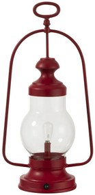 Červená kovová LED lampáš - 23,5 * 15 * 48 cm