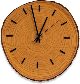 Drevené nástenné hodiny z plátu dreva s kôrou a letokruhmi  | KORRO: Amber - 3072 26-29 cm 4814-115583 KOR007-29-AMBER