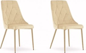 Set 2 stoličiek IMOLA - svetlý béžový zamat / nohy vo farbe dreva