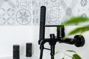 Kuchinox Dima, nástenná vaňová batéria s keramickým prepínačom sprchy, čierna matná, LAV-BQD_710D