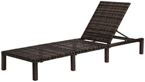 Polohovateľné ratanové lehátko BestBerg BBRF-1140BR / hnedá/krémová