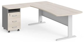 Rohové pracovné miesto Manager 200 x 160 cm, ľavé, agát svetlý / sivá