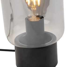 Dizajnová stolná lampa čierna s dymovým sklom - Bliss Cute