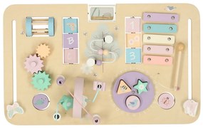 KIK LULILO LUDO Montessori manipulačný stolík 2v1, drevený, ružový