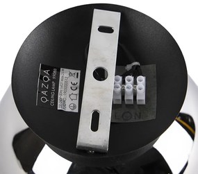 Stropné svietidlo v štýle Art Deco čierne s dymovým sklom - Pallon