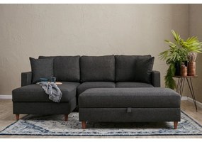 Antracitová rohová pohovka (ľavý roh) Eva – Balcab Home
