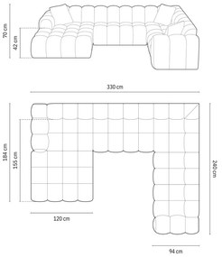 Terakotová ženilková rohová pohovka (pravý roh/do tvaru "U") Treno – Cosmopolitan Design