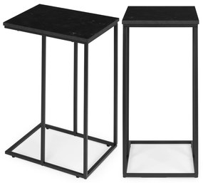 ModernHome Konferenčný stolík na notebook v tvare C, mramorová čierna ModernHome