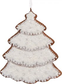 Závesná dekorácia zasnežený perníkový stromček Frosted Ginger - 9*1*10 cm
