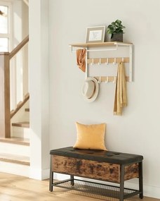 Nástenný vešiak s policou, dubová farba – biela