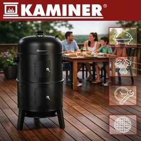 Záhradný gril na drevené uhlie s udiarňou 3 v 1