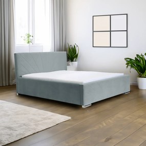 Čalúnená posteľ s úložným priestorom a matracom LEKS Světle šedá 140 x 200 cm