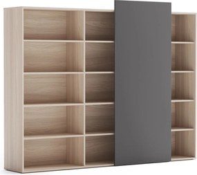 Kancelársky regál s posuvným panelom BLOCK, 2390 x 400 x 1748, grafitová